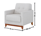 Poltrona 96cm Herval MH4219 Base Madeira Linho Cinza
