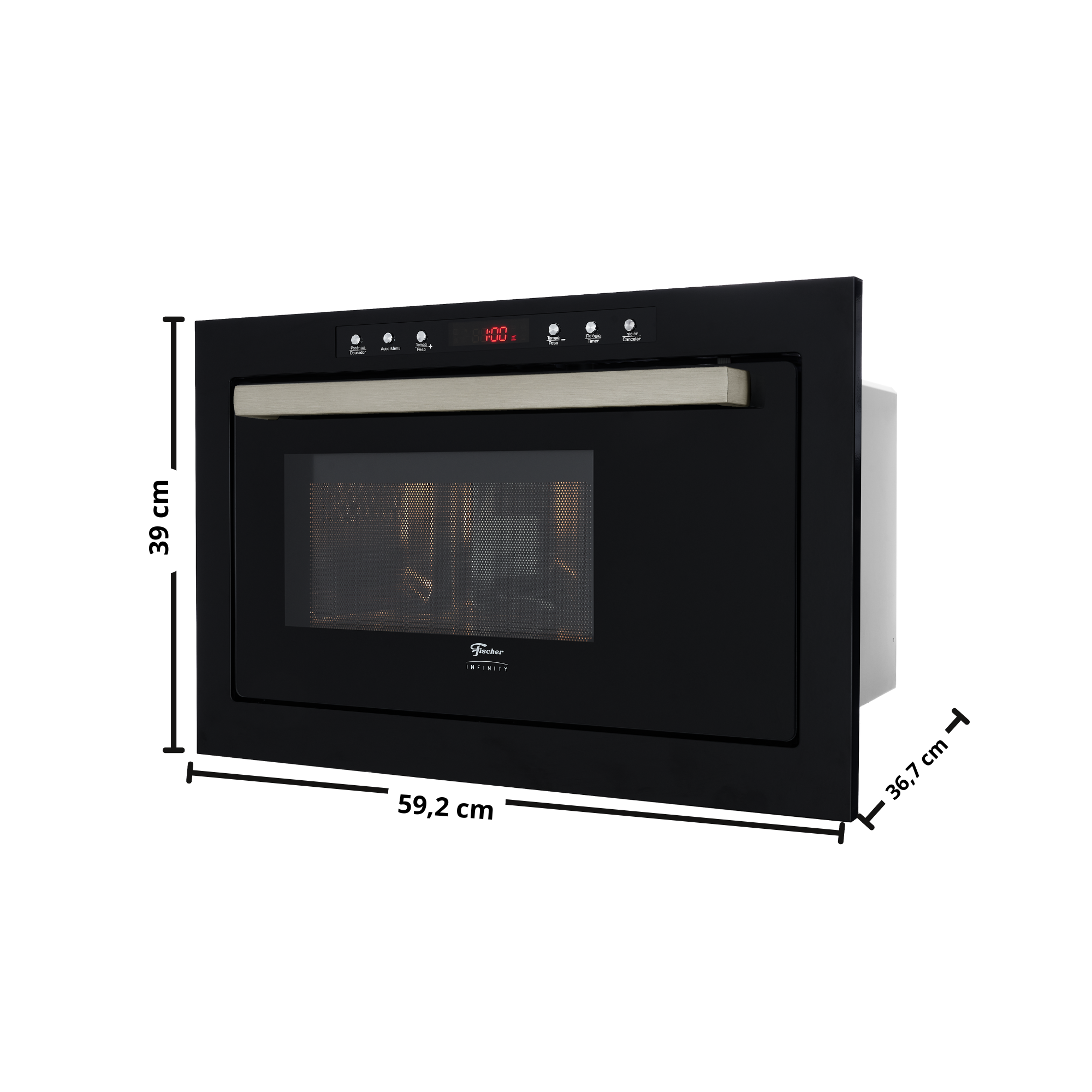 Kit Fischer de Embutir Forno Elétrico Infinty 82 Litros+Micro-ondas Infinity 25 Litros Grill Preto 220V