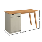 Escrivaninha Prism Patrimar 136cm 1 Porta e 1 Gaveta Off White e Cinamomo