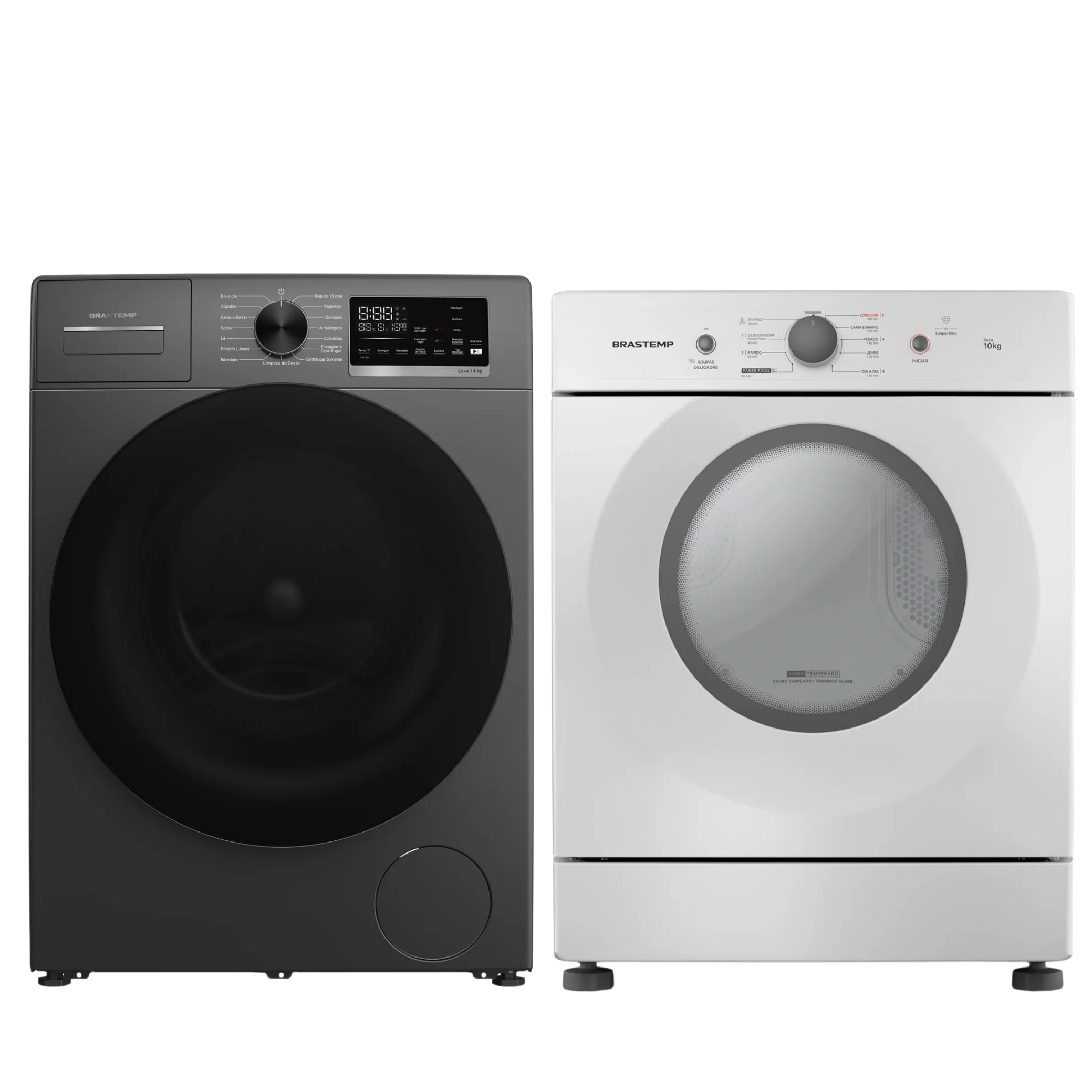 Conjunto Brastemp Lavadora de Roupas 14kg Inverter BNF14AS + Secadora Piso 10kg BSR10BB 220V