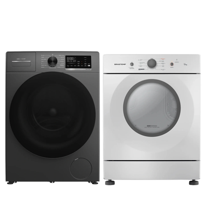 Conjunto Brastemp Lavadora de Roupas 14kg Inverter BNF14AS + Secadora Piso 10kg BSR10BB 220V