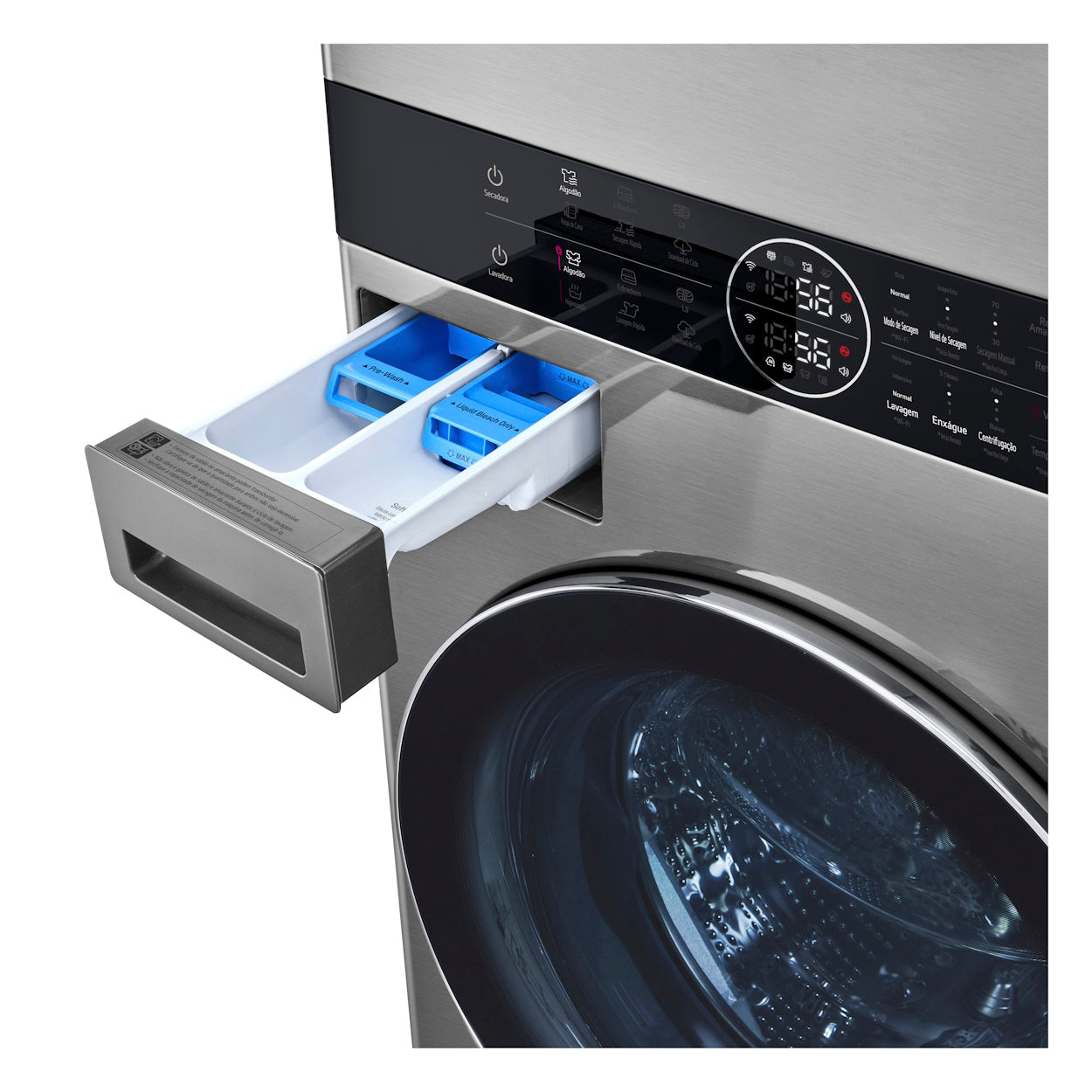 Lavadora e Secadora 17kg LG Torre WashTower AI DD Smart Inox 220V