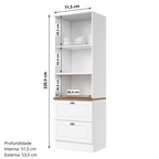 Paneleiro Torre Quente Americana Henn 71cm 2 Portas 2 Gavetas Branco e Nauture