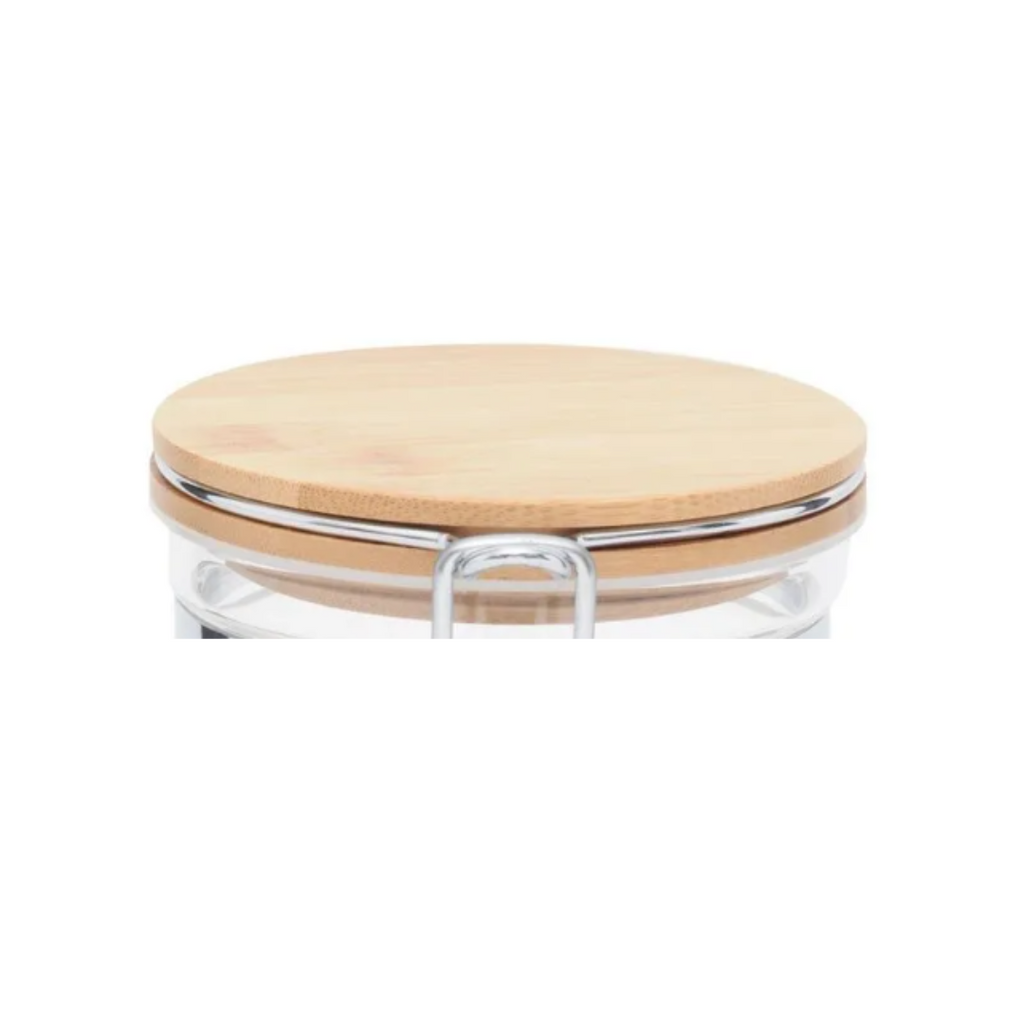 Pote Hermético de  Vidro Cromus com tampa Bambu Marrom
