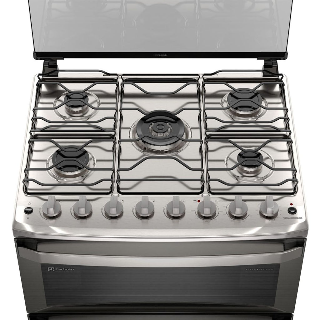 Fogão 5 Bocas Electrolux Experience com Duplo Forno PerfectCook360 Cinza 220V