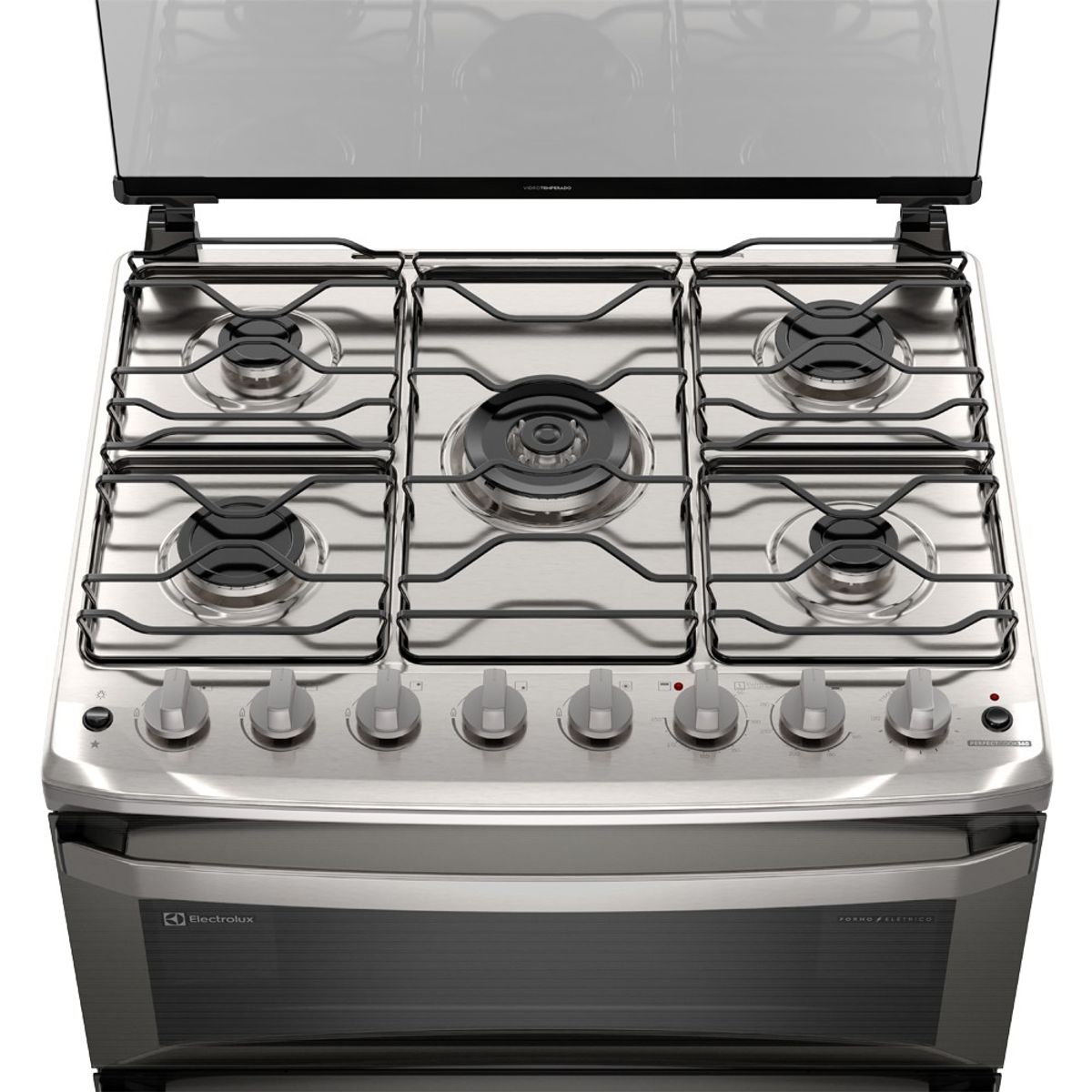 Fogão 5 Bocas Electrolux Experience com Duplo Forno PerfectCook360 Cinza 220V
