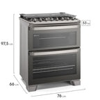 Fogão 5 Bocas Electrolux Experience com Duplo Forno PerfectCook360 Cinza 220V
