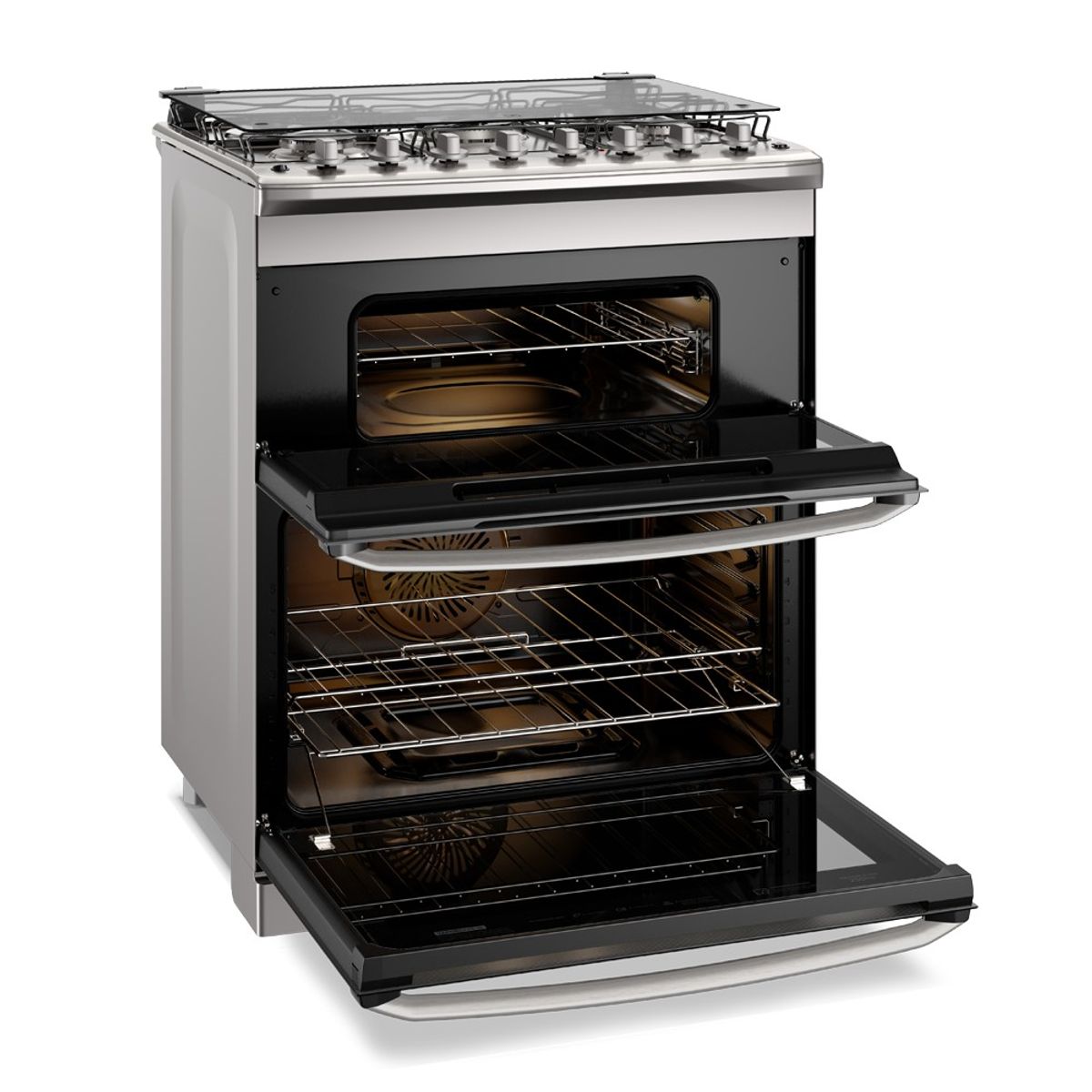 Fogão 5 Bocas Electrolux Experience com Duplo Forno PerfectCook360 Cinza 220V
