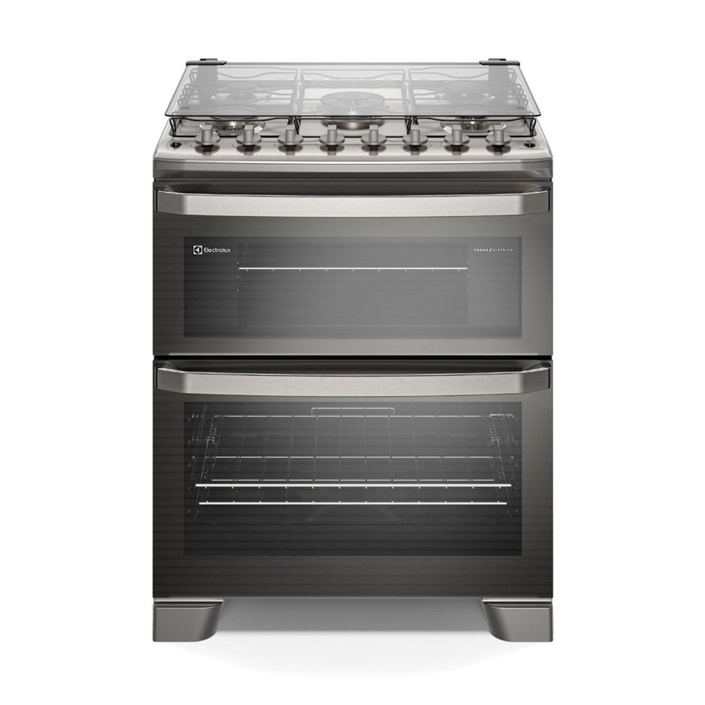 Fogão 5 Bocas Electrolux Experience com Duplo Forno PerfectCook360 Cinza 220V