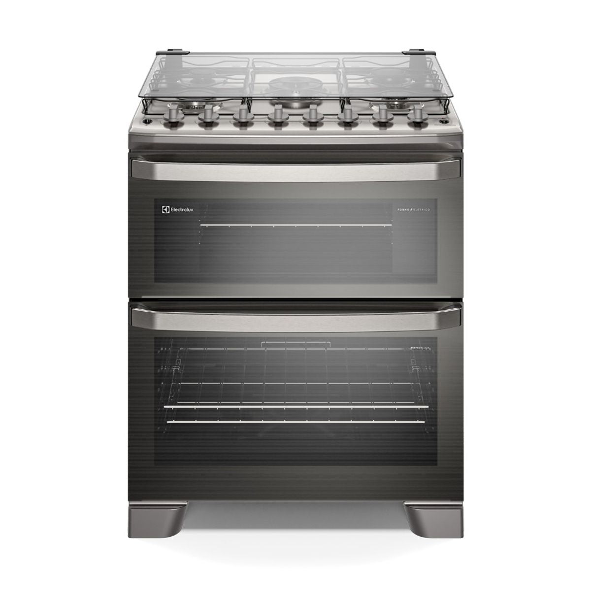 Fogão 5 Bocas Electrolux Experience com Duplo Forno PerfectCook360 Cinza 220V