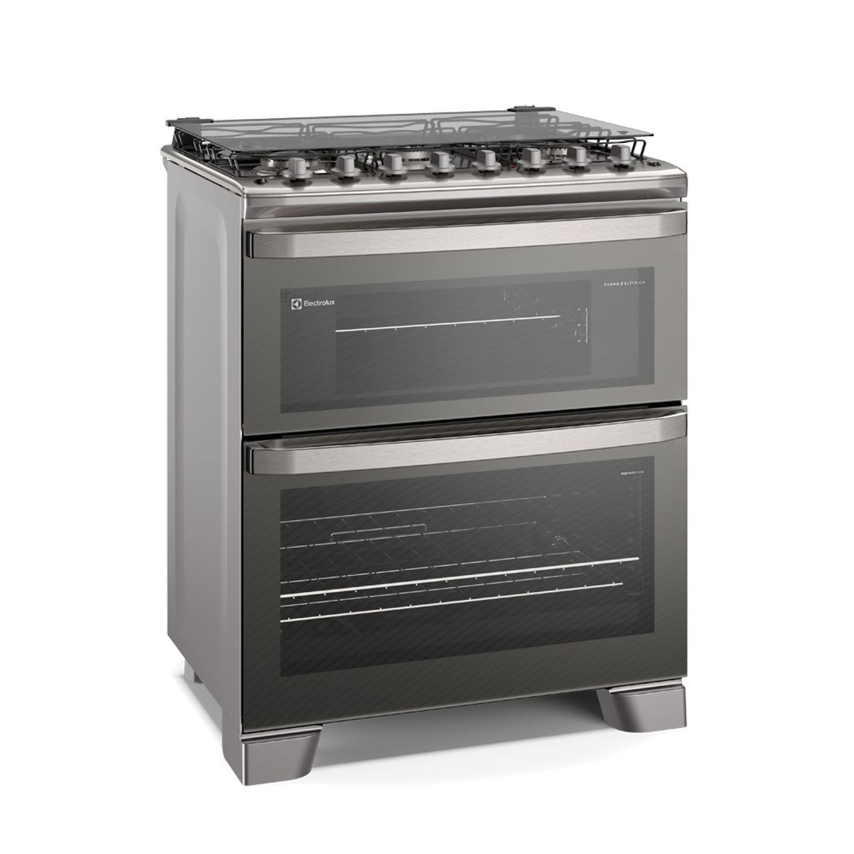 Fogão 5 Bocas Electrolux Experience com Duplo Forno PerfectCook360 Cinza 220V