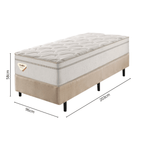 Conjunto Cama Box High Spring Linen Solteiro Queen Ecoflex 96x203x58cm Molas Superlastic Bege
