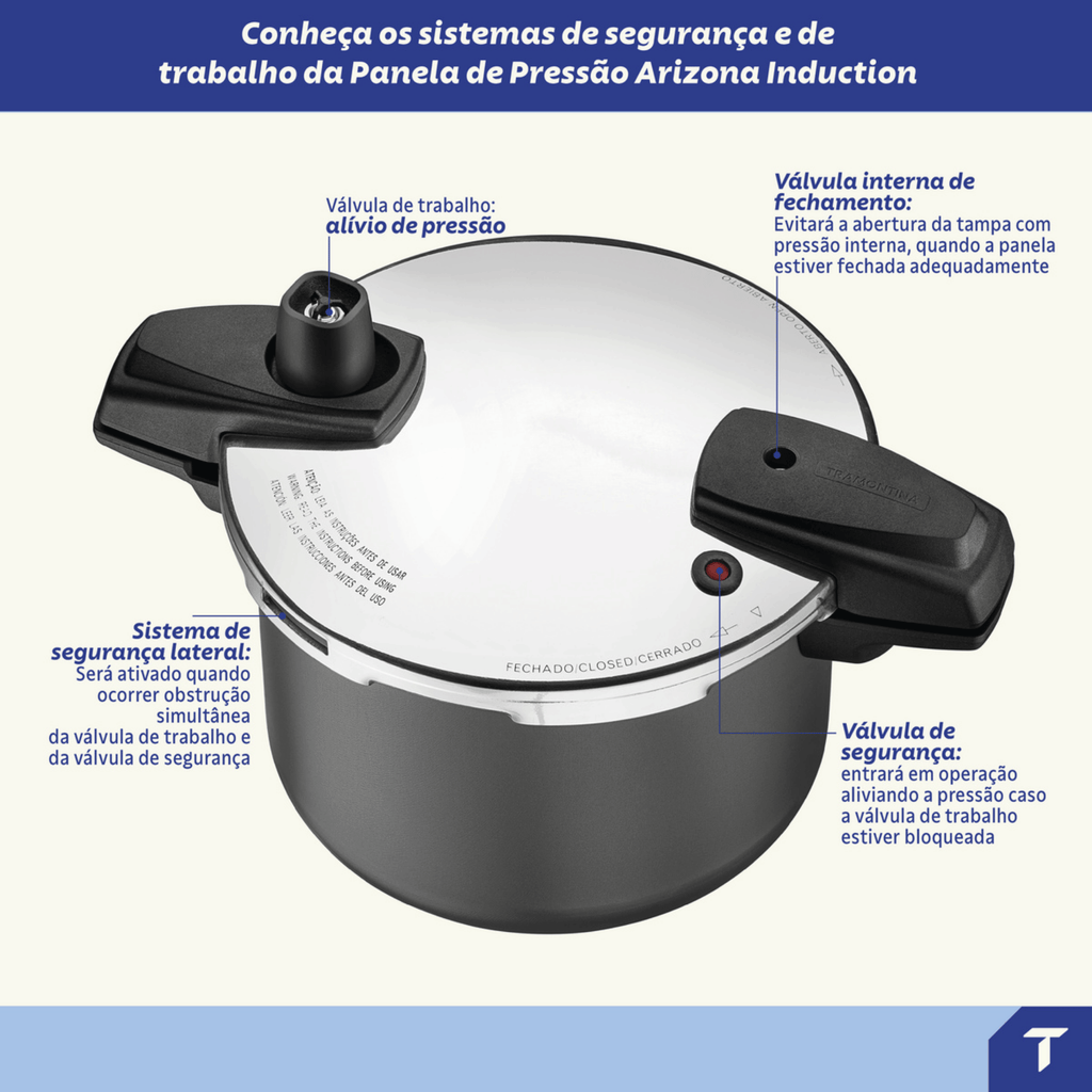 Panela de Pressão Tramontina 4,5L Arizona Indução Antiaderente Starflon Max Titanio