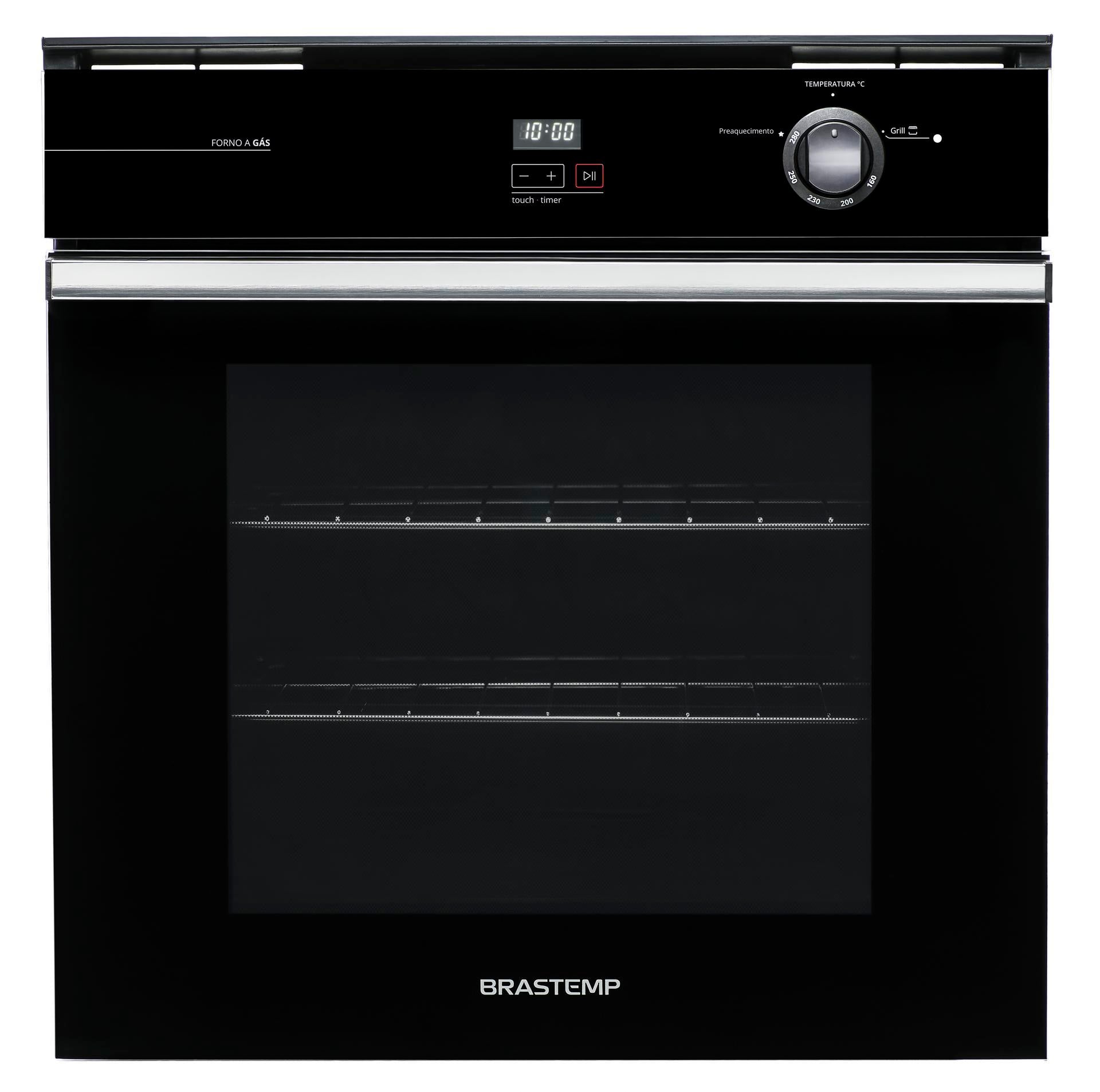 Forno de Embutir a Gás Brastemp 78L BOA84AE com Grill Timer Touch Preto 220V