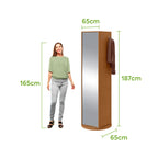 Sapateira Esthela Giratória Lopas 65x187cm com Espelho  Amêndoa Clean