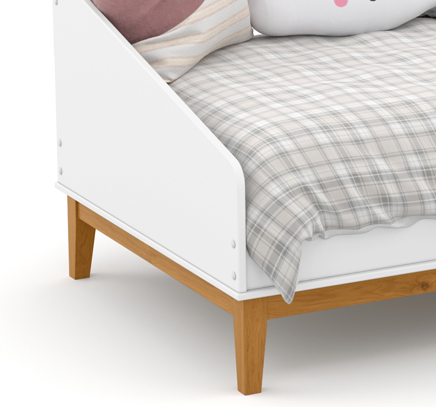 Cama Babá Nature New Matic Branco e Eco Wood