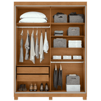 Roupeiro Quadrix Lopas154cm 2 Portas Correr 100% MDF com Pés Flex Amêndoa e Off White