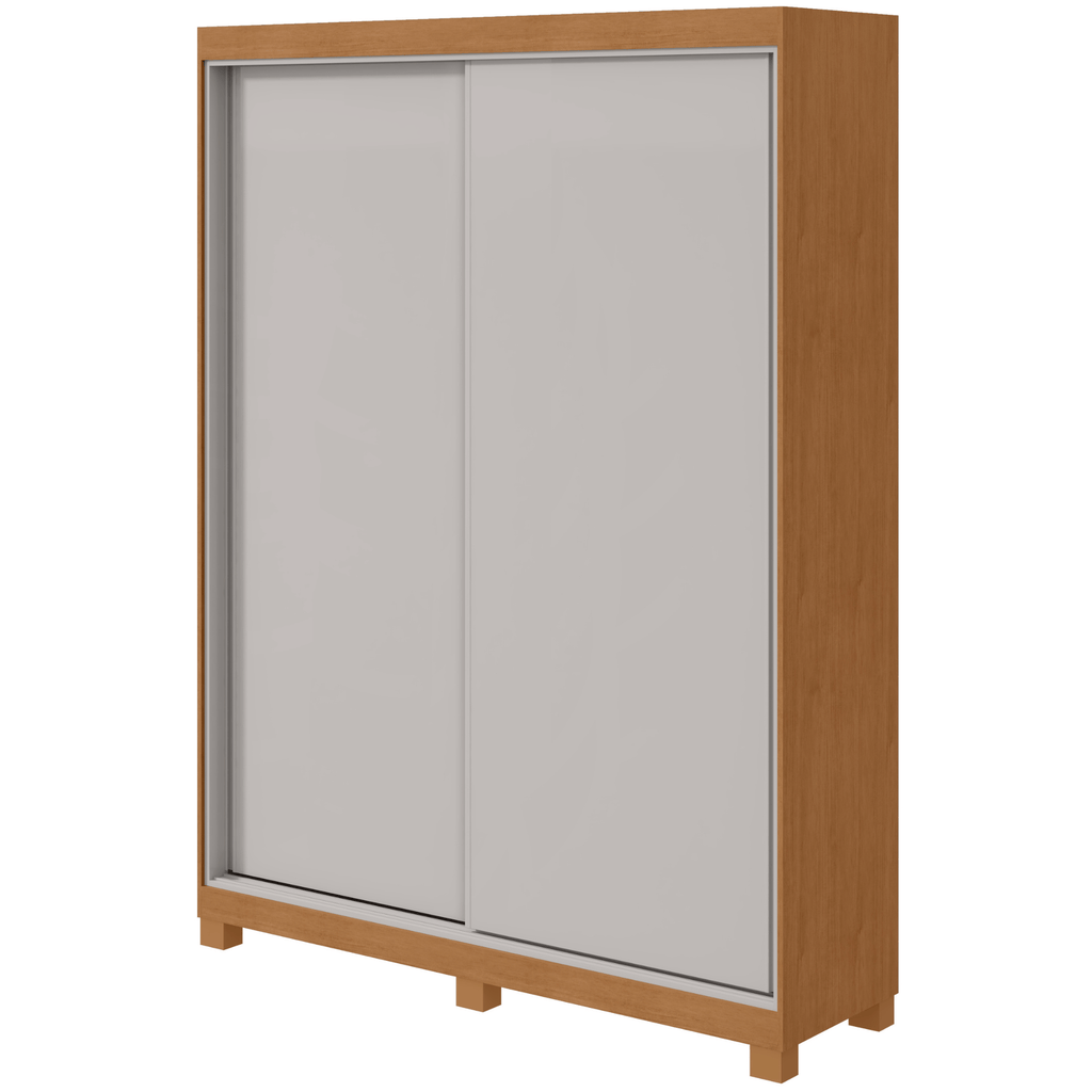 Roupeiro Quadrix Lopas154cm 2 Portas Correr 100% MDF com Pés Flex Amêndoa e Off White