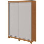 Roupeiro Quadrix Lopas154cm 2 Portas Correr 100% MDF com Pés Flex Amêndoa e Off White
