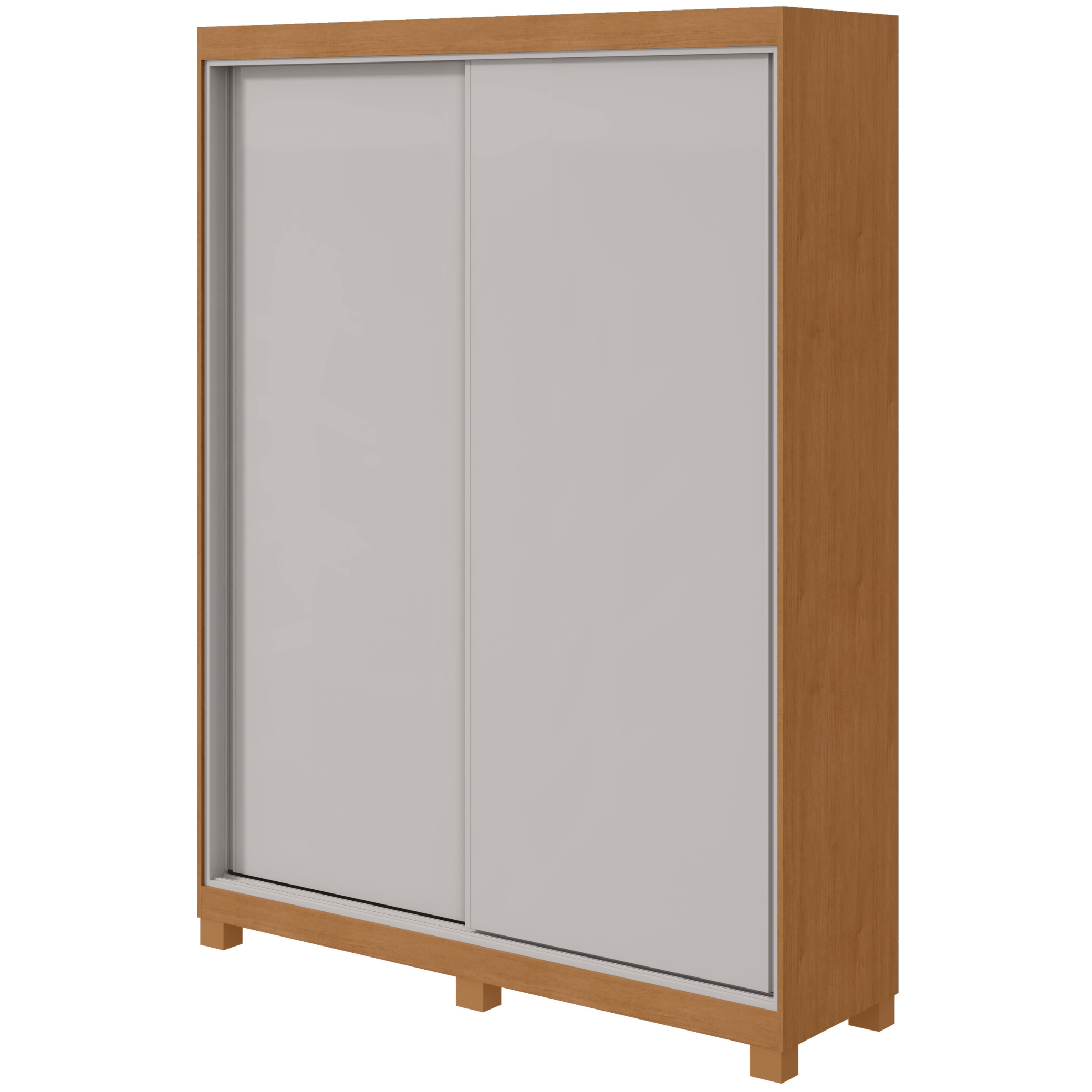 Roupeiro Quadrix Lopas154cm 2 Portas Correr 100% MDF com Pés Flex Amêndoa e Off White