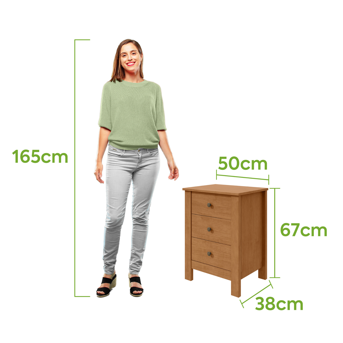 Mesa de Cabeceira Maggiore Lopas 3 Gavetas Amêndoa Clean