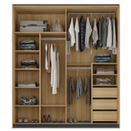 Roupeiro Creta Mambel 200cm 2 Portas de Correr com Espelho 100% MDF Olmo