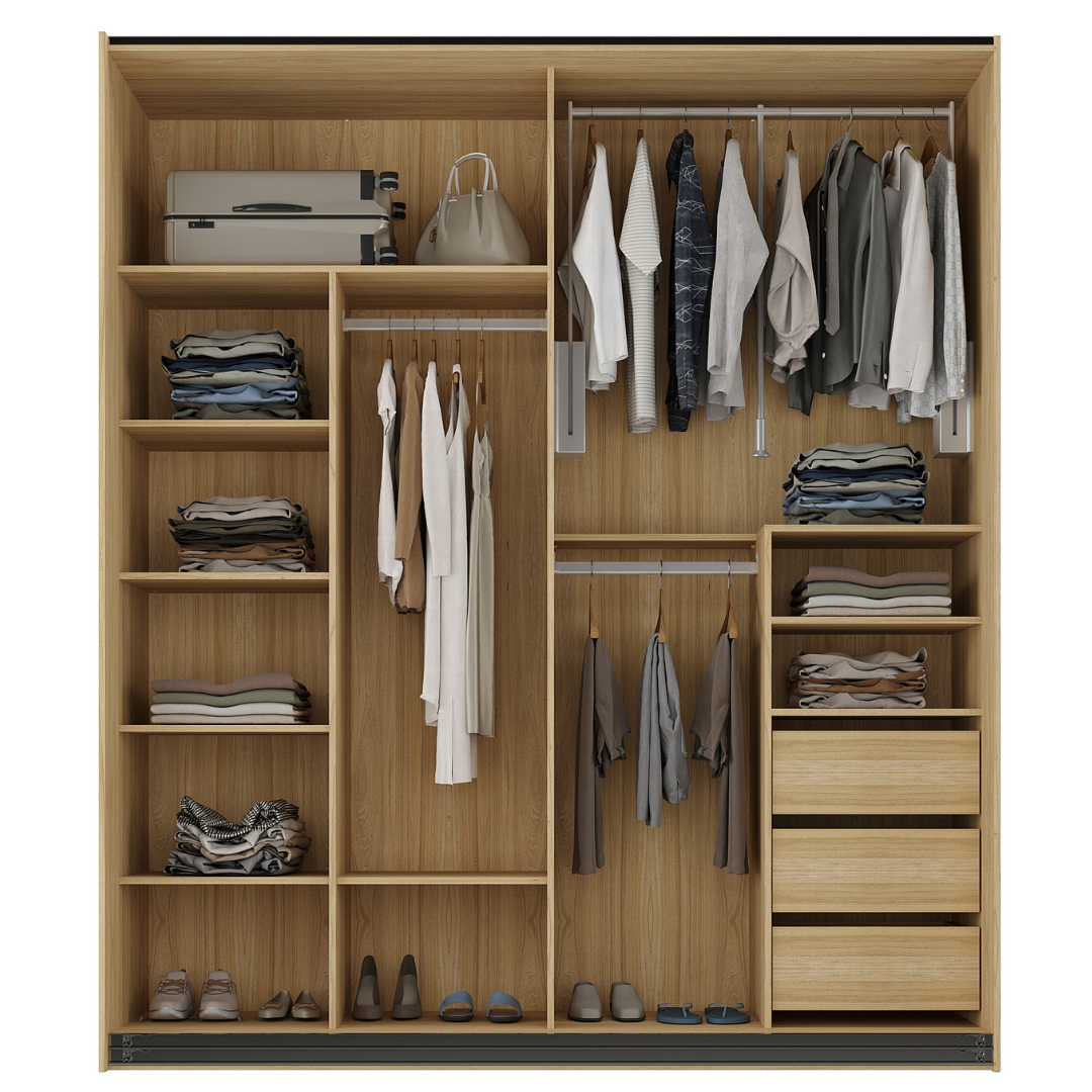 Roupeiro Creta Mambel 200cm 2 Portas de Correr com Espelho 100% MDF Olmo