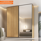 Roupeiro Creta Mambel 200cm 2 Portas de Correr com Espelho 100% MDF Olmo