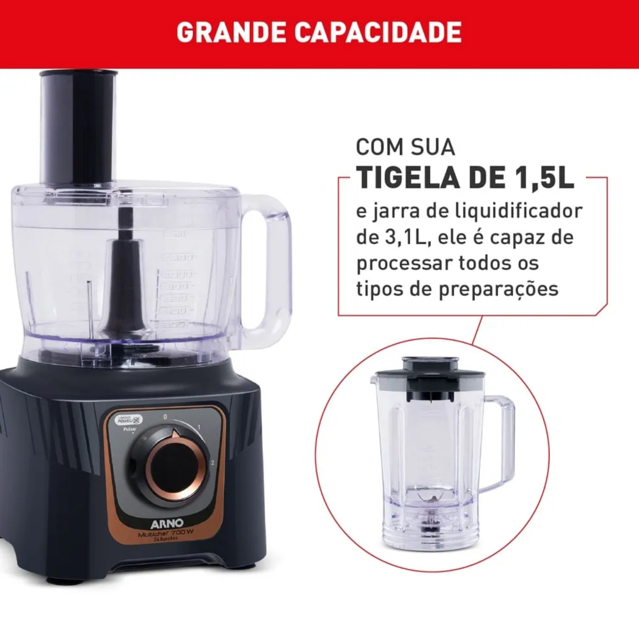 MultiProcessador Arno MultiChef 24 Funções MP72 1000W Preto 220V