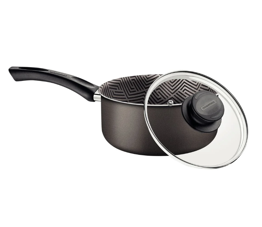 Panela Tramontina 20cm  2,9 L Paris em Alumínio com Revestimento Interno e Externo em Antiaderente Starflon Max Chumbo com Tampa de Vidro
