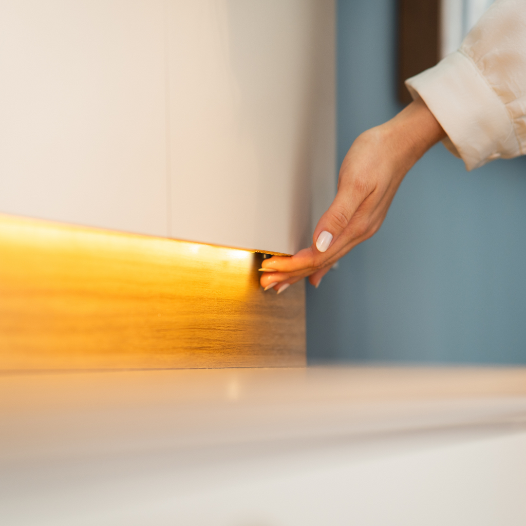 Home Painel Havana Suspenso Linea 200cm com Led  Tauari e Off White