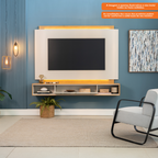 Home Painel Havana Suspenso Linea 200cm com Led  Tauari e Off White
