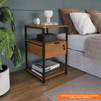 Mesa de Cabeceira Industrial Kappesberg LI046 Canela e Preto Fosco