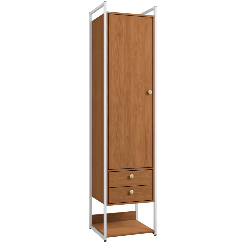Armário Industrial Closet LI051 Kappesberg 48cm 1 Porta 2 Gavetas  Canela e Branco