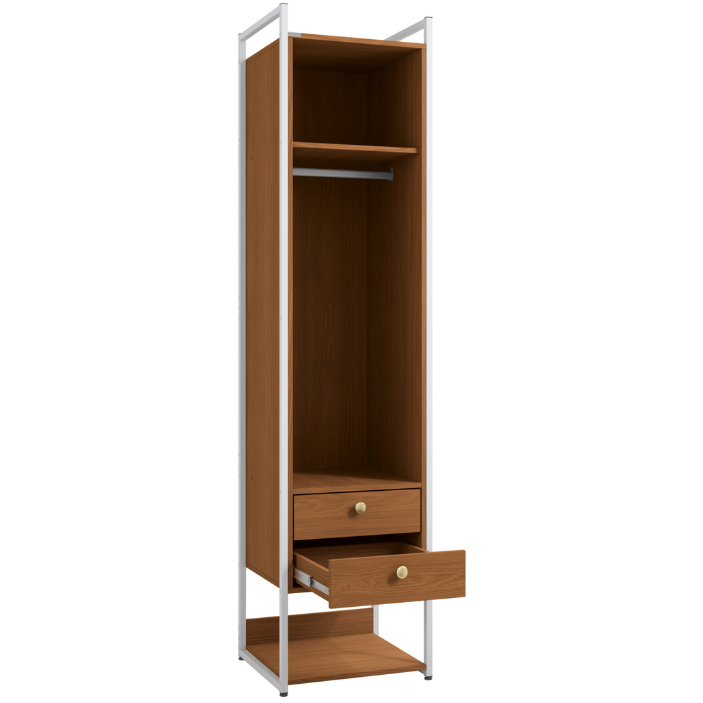 Armário Industrial Closet LI051 Kappesberg 48cm 1 Porta 2 Gavetas  Canela e Branco