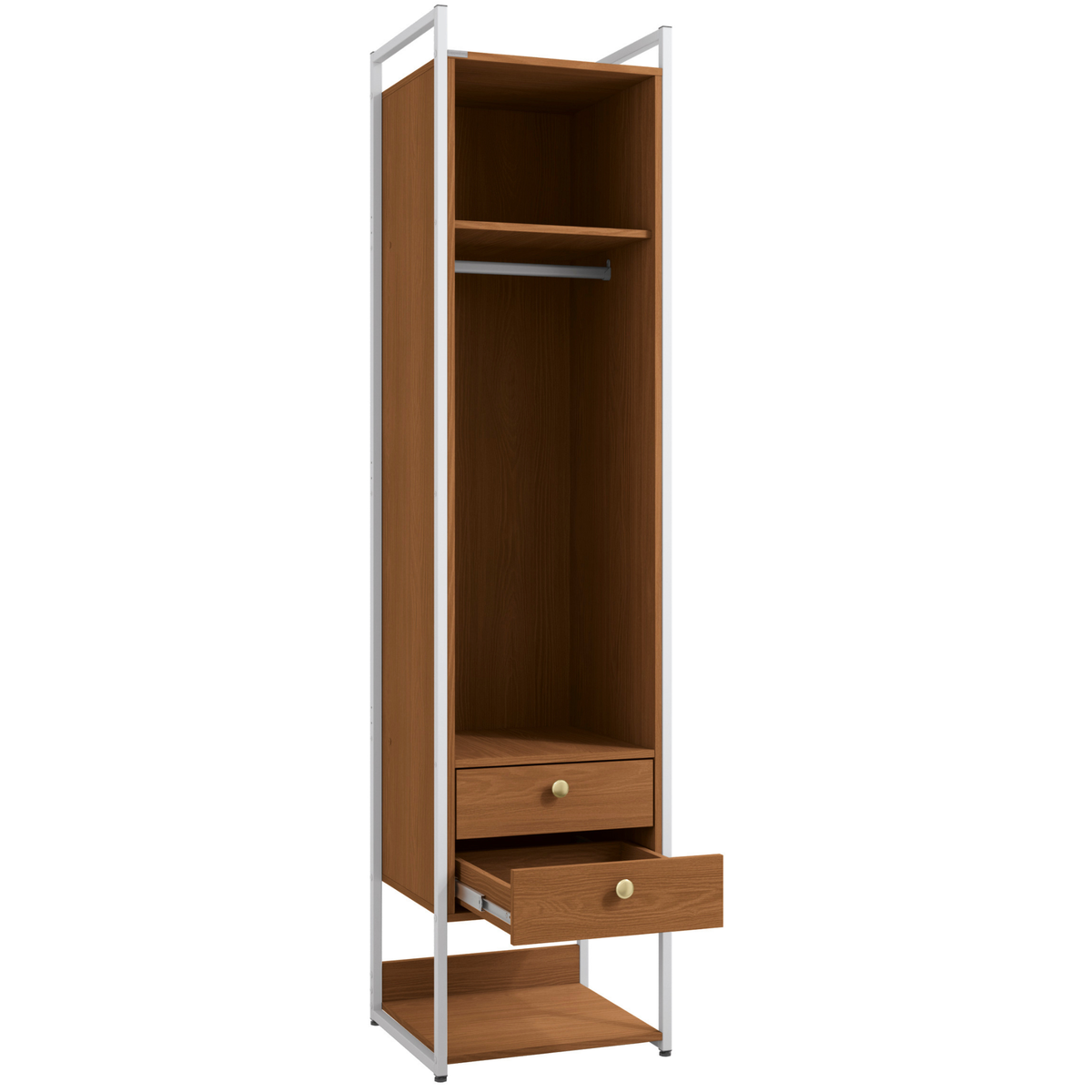 Armário Industrial Closet LI051 Kappesberg 48cm 1 Porta 2 Gavetas  Canela e Branco