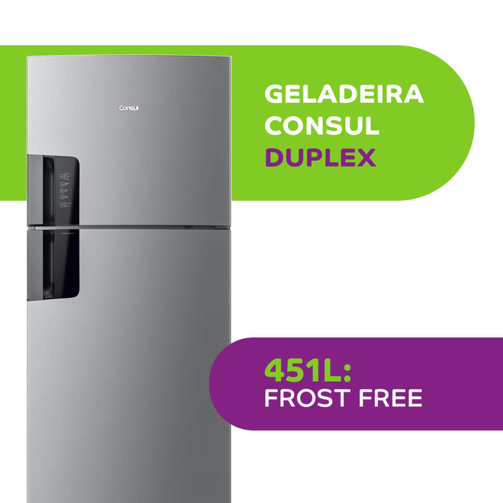 Refrigerador Consul 451L CRM56 Duplex Espaço Flex Cor Inox 220V
