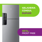Refrigerador Consul 451L CRM56 Duplex Espaço Flex Cor Inox 220V