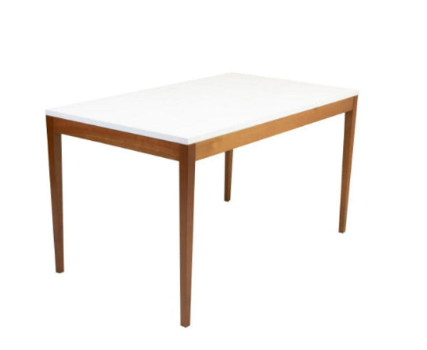 Mesa Retangular Duo Artsoli 120x80cm Castanho Claro Tampo com Vidro Off White