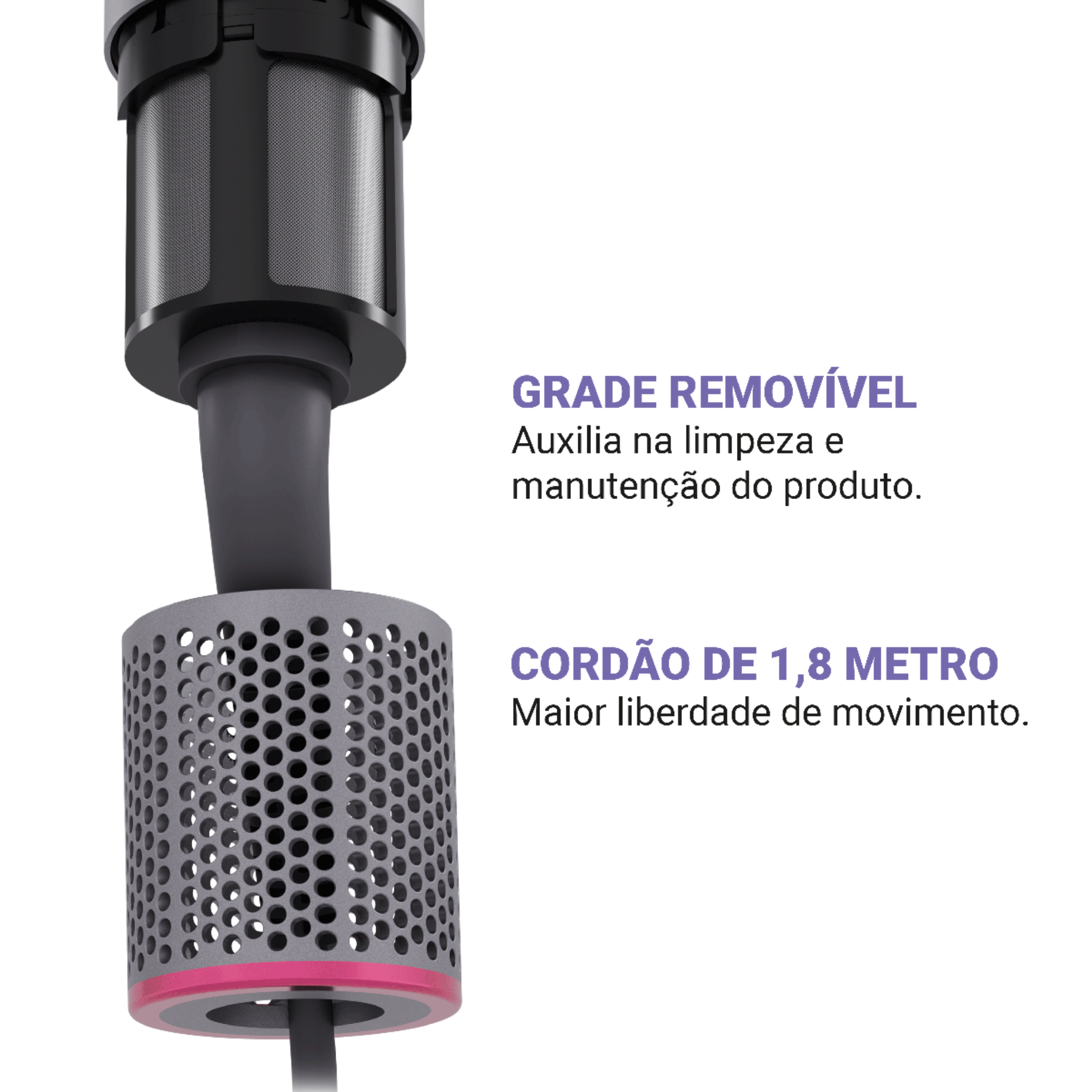 Secador de Cabelo Philco Tecnologia Fast Dry 1450W Cinza e Rosa 220V