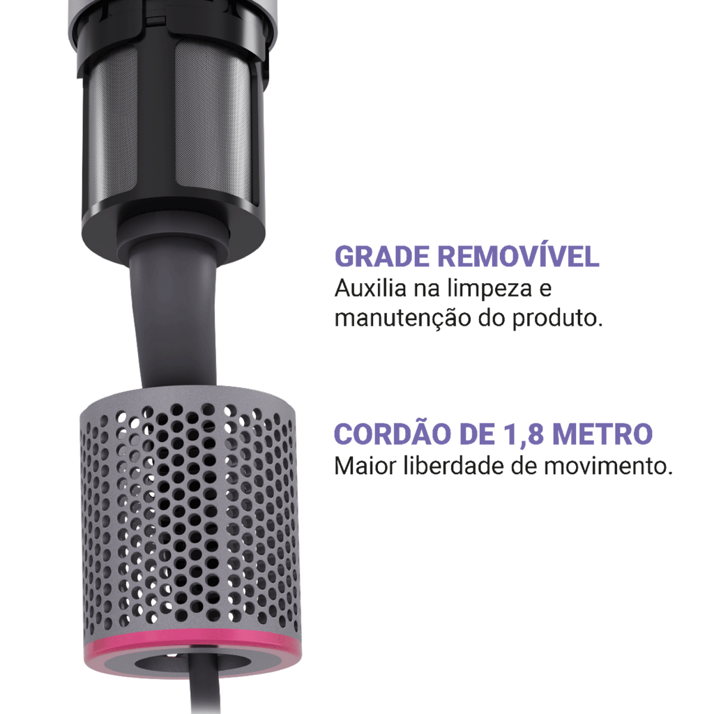 Secador de Cabelo Philco Tecnologia Fast Dry 1450W Cinza e Rosa 220V