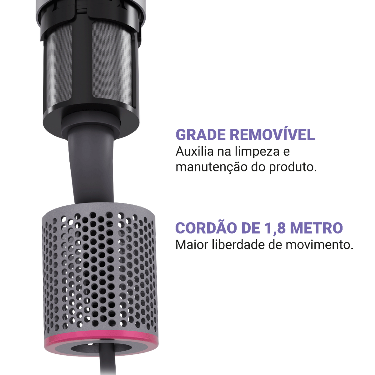Secador de Cabelo Philco Tecnologia Fast Dry 1450W Cinza e Rosa 220V