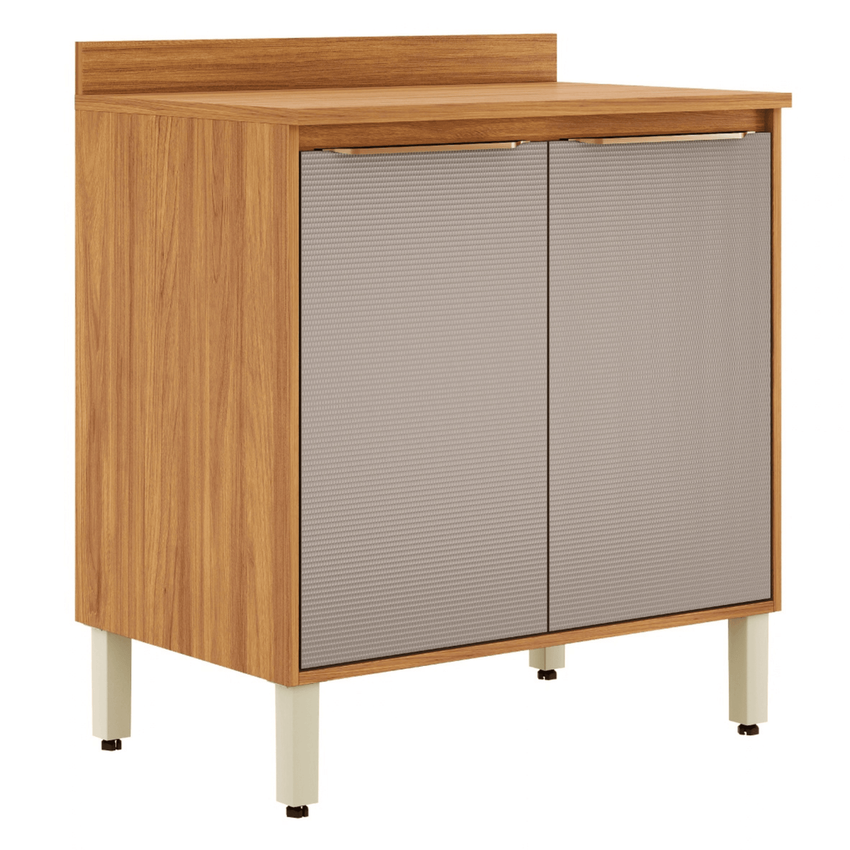 Armário Balcão de Cozinha Plena Demóbile 100% MDF 80cm 2 Portas Cinamomo e Nude