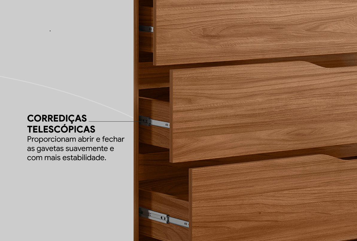Roupeiro Laredo Demóbile 267cm 4 Portas 4 Gavetas Flex  Nogueira/Preto