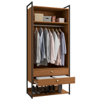 Armário Industrial Closet LI048 Kappesberg 89cm 2 Portas 2 Gavetas Canela e Preto Fosco