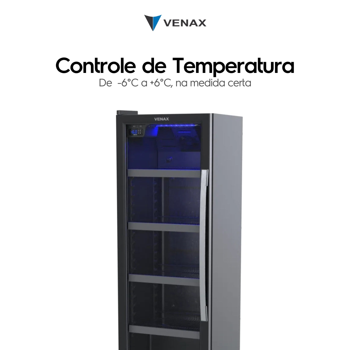 Cervejeira Expositora Venax 200L EXPVBL209 Blue Ligth  Porta Invertida Preto 220V