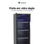 Cervejeira Expositora Venax 200L EXPVBL209 Blue Ligth  Porta Invertida Preto 220V