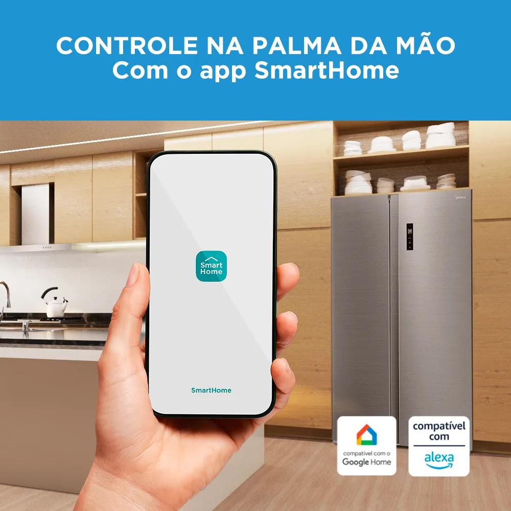 Refrigerador Midea 511L Side By Side Inverter Smart Inox 220V