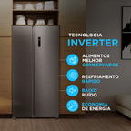 Refrigerador Midea 511L Side By Side Inverter Smart Inox 220V