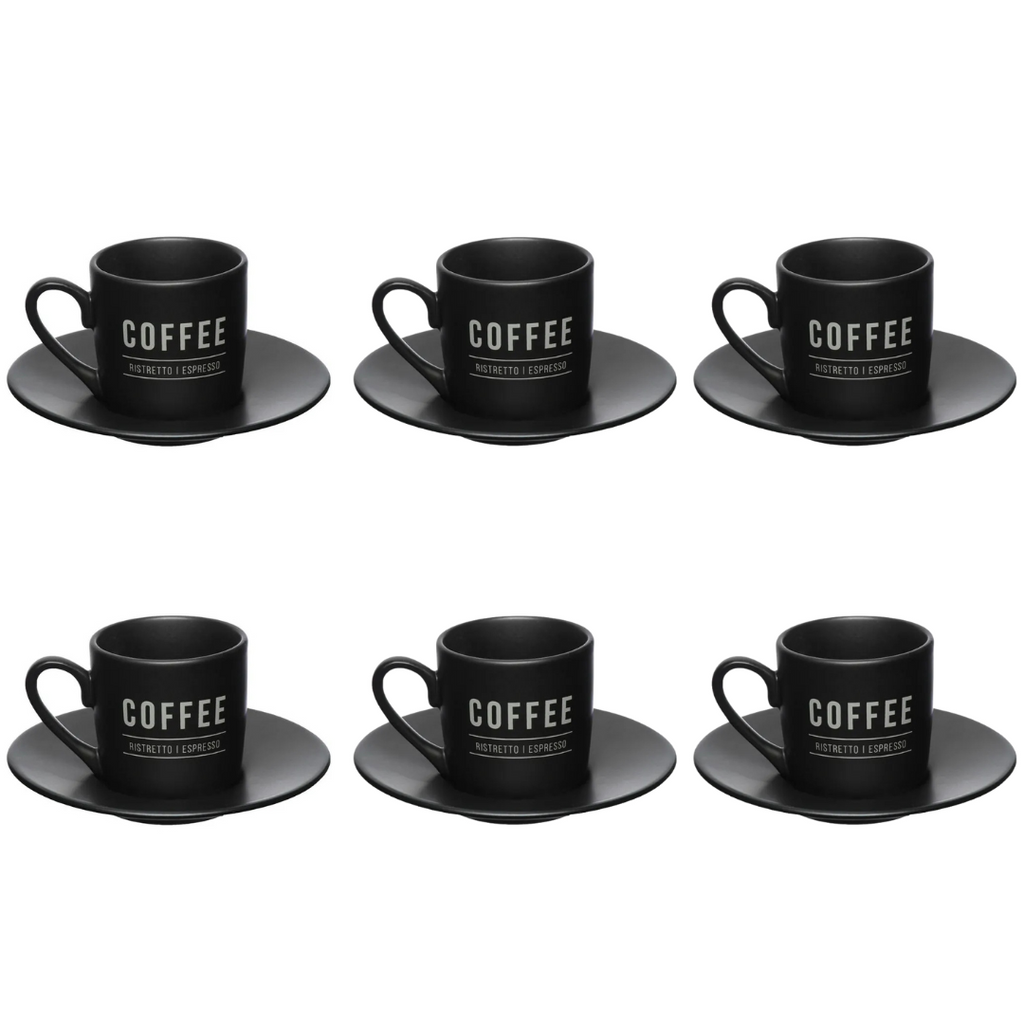Jogo de Xícara Café  de Porcelana Etilux Manhattan 6 Peças Preto